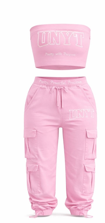 UNYT Tube Top & Cargo Sweatpant Set