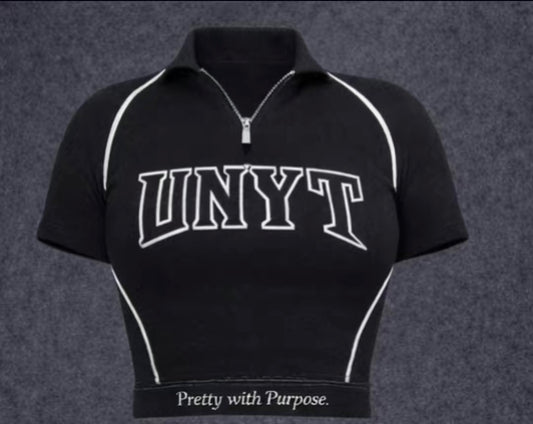 UNYT Signature Zip-Up Crop Top