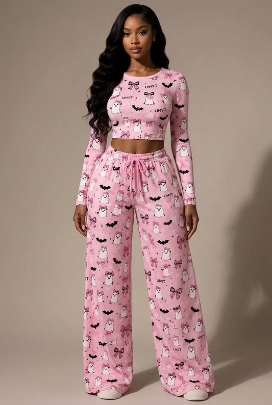 UNYT Pretty Spooky  Women’s Halloween 2-Piece Pajama Set